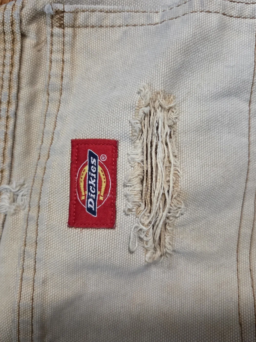 Dickies Beige Canvas Jacket with Distressed Detail